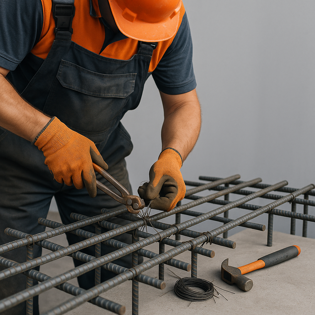 20250818 1204 steel fixer at work simple compose 01k2xzta2pes1t19402e2aanqc